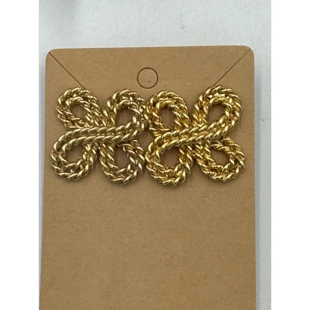Vintage Gold Tone Rope Twisted Knot Earrings